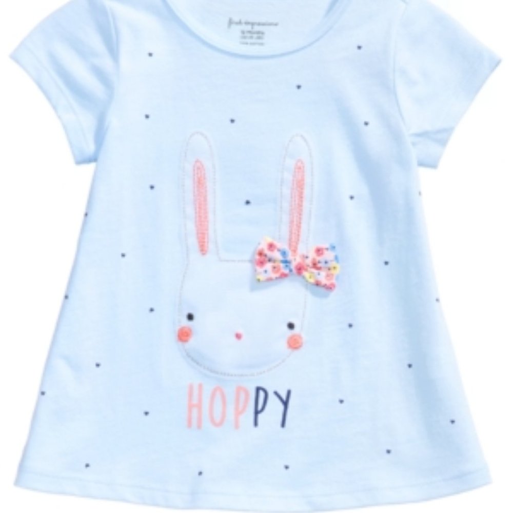 3/$25 First Impressions Crew Neck T-Shirt. Blue with bunny